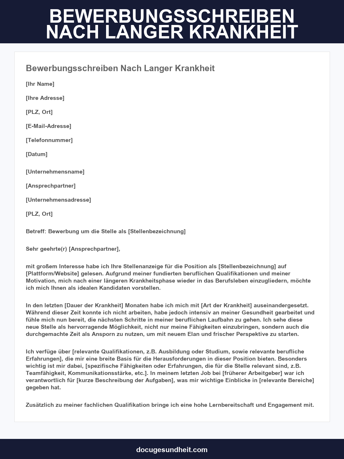 Muster Bewerbungsschreiben Nach Langer Krankheit