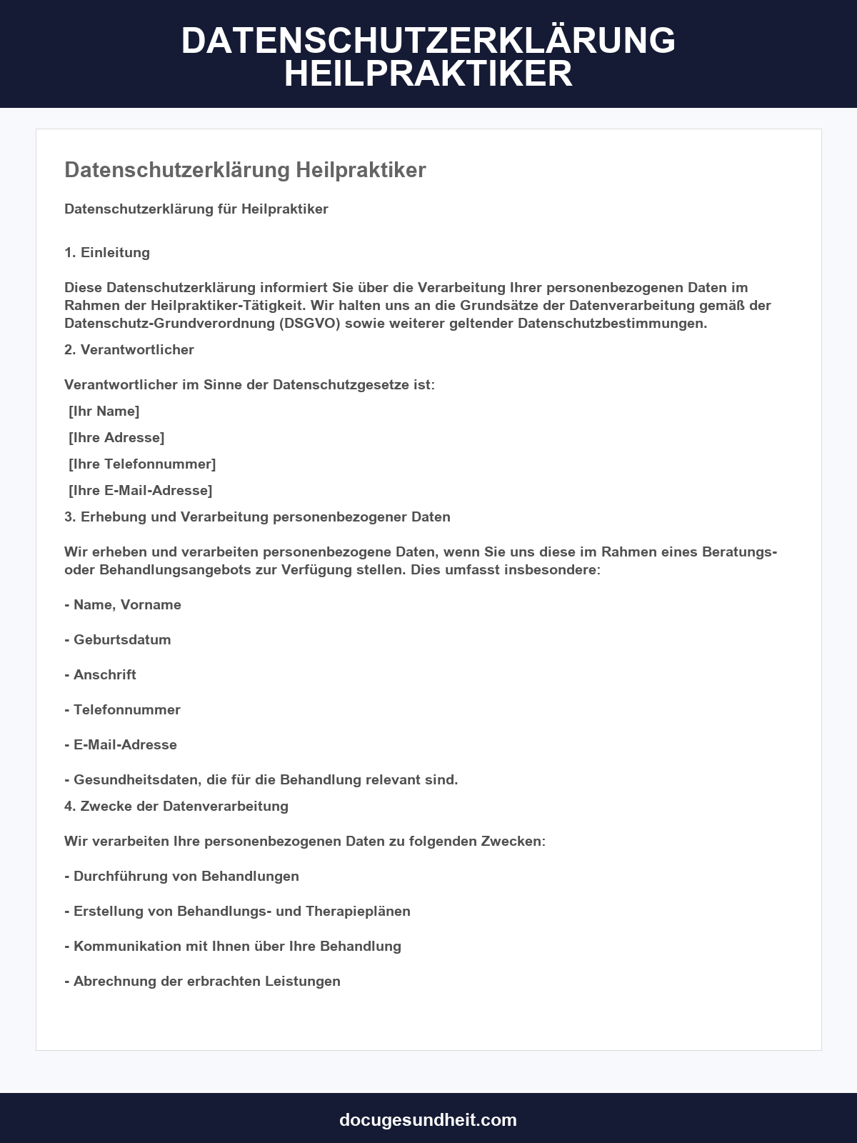 Datenschutzerklärung Heilpraktiker Muster