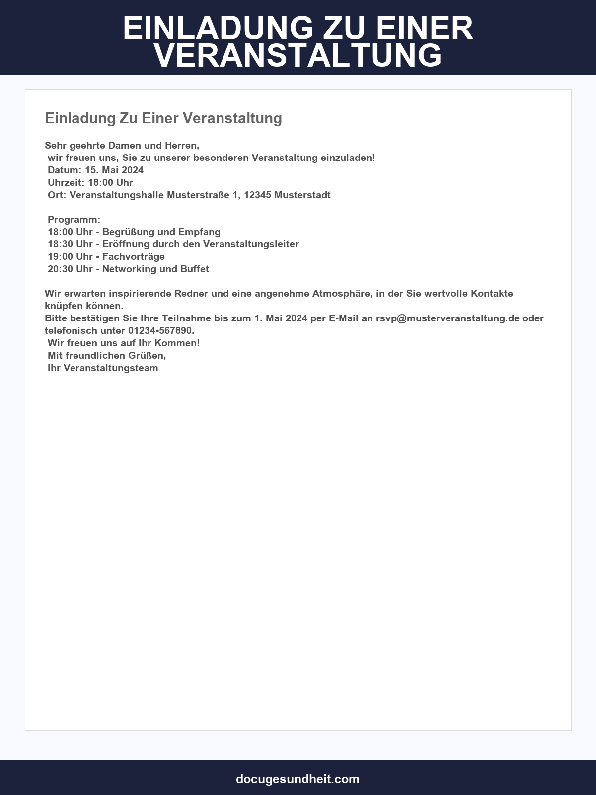 Einladung Zu Einer Veranstaltung Muster