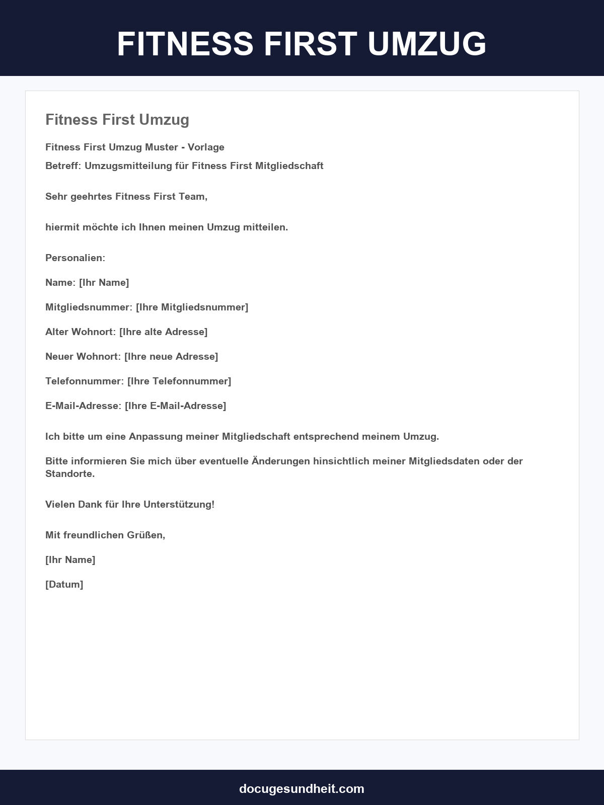 Fitness First Umzug
