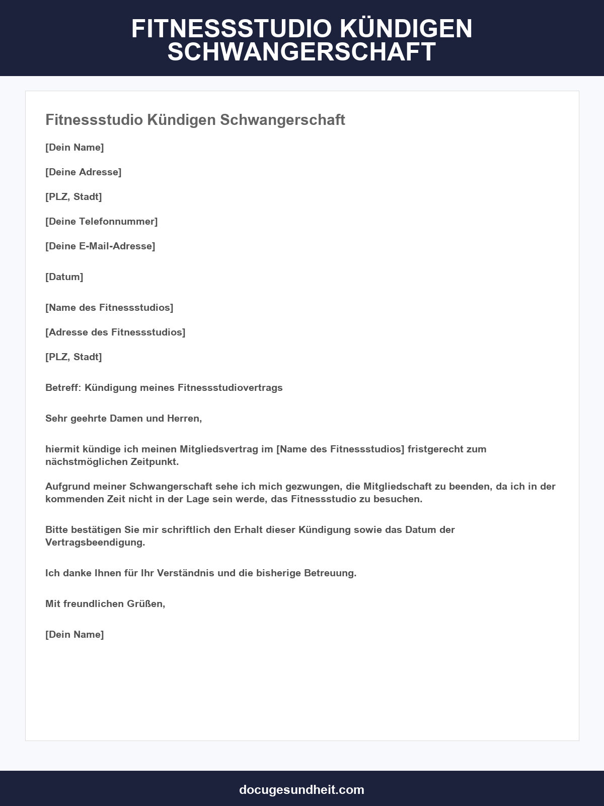 Fitnessstudio Kündigen Schwangerschaft Muster