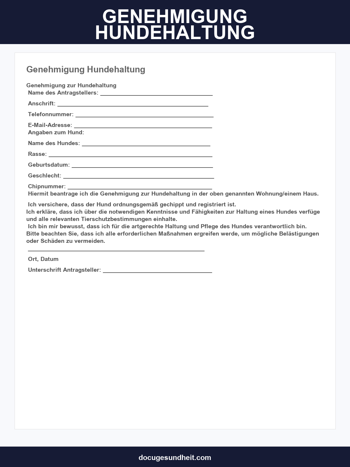 Genehmigung Hundehaltung Vorlage