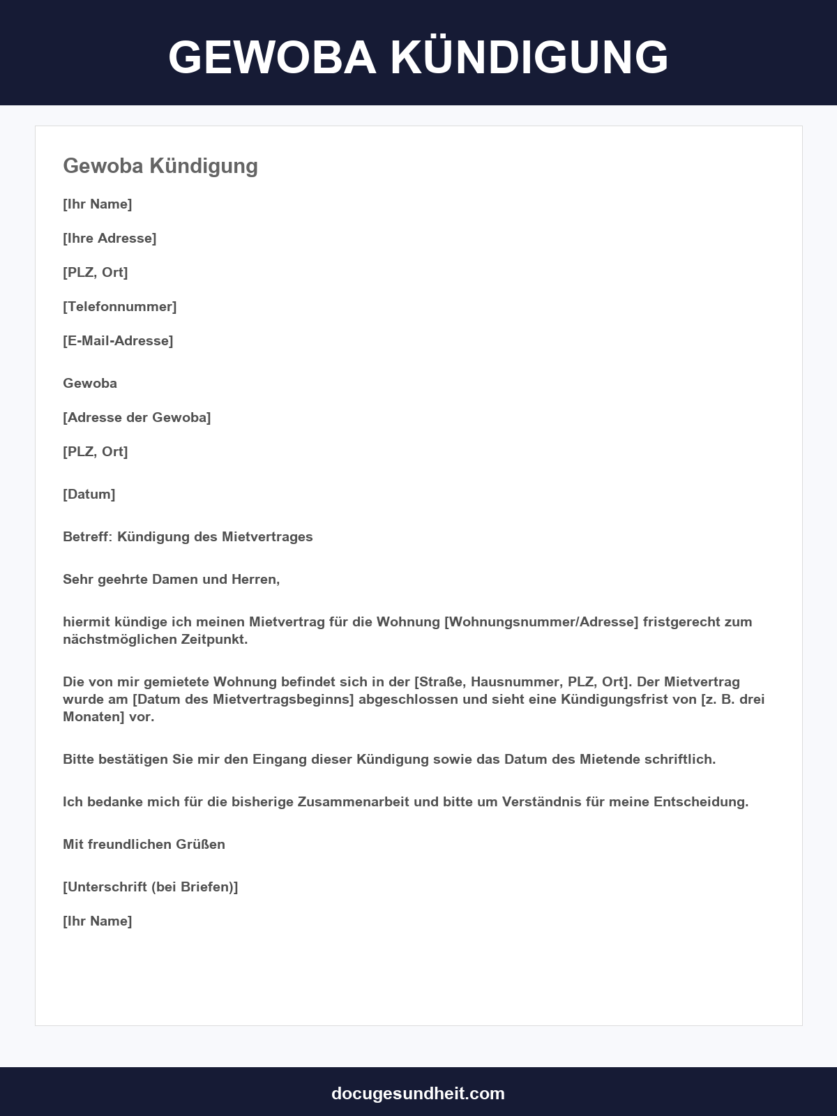 Gewoba Kündigung Vorlage