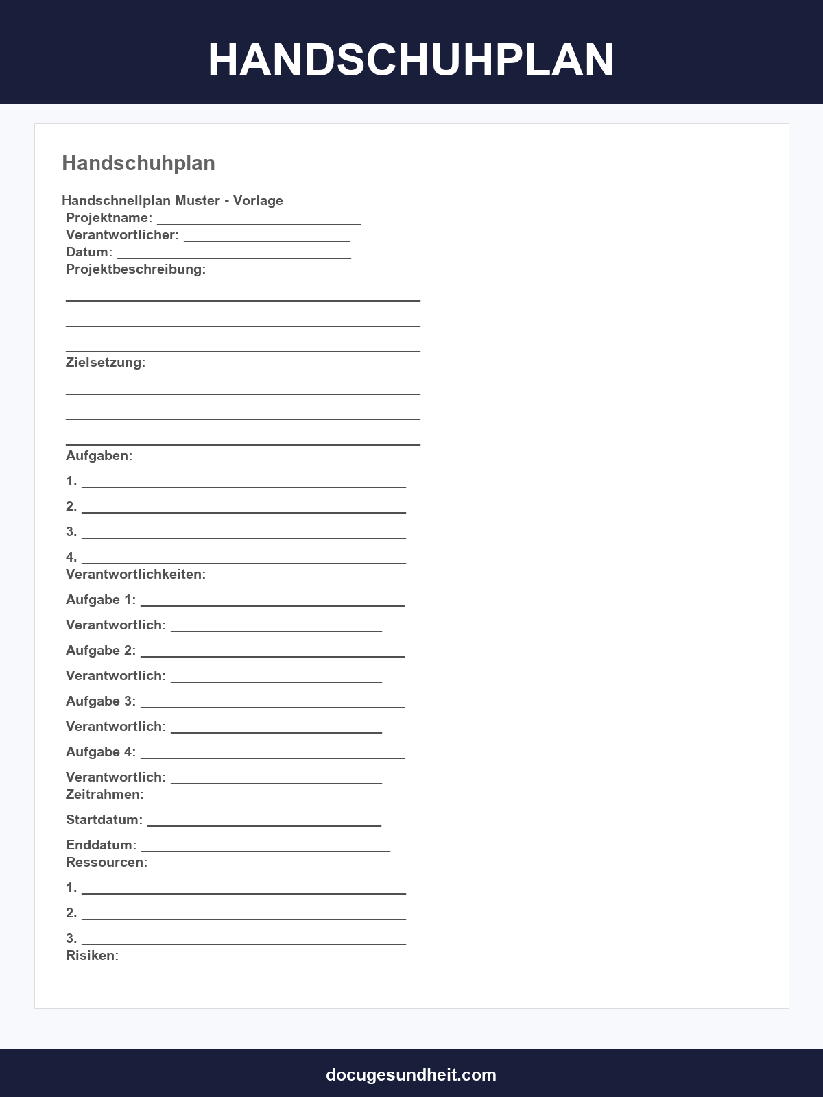 Handschuhplan Vorlage