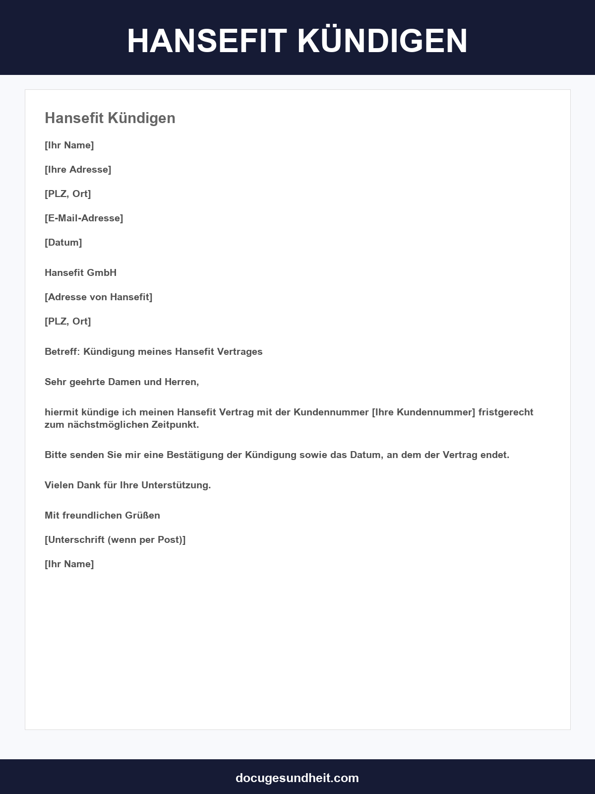 Hansefit Kündigen Vorlage