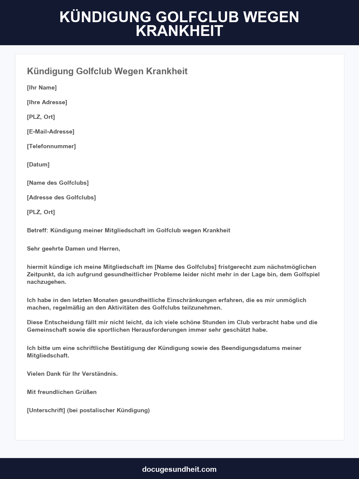 Kündigung Golfclub Wegen Krankheit