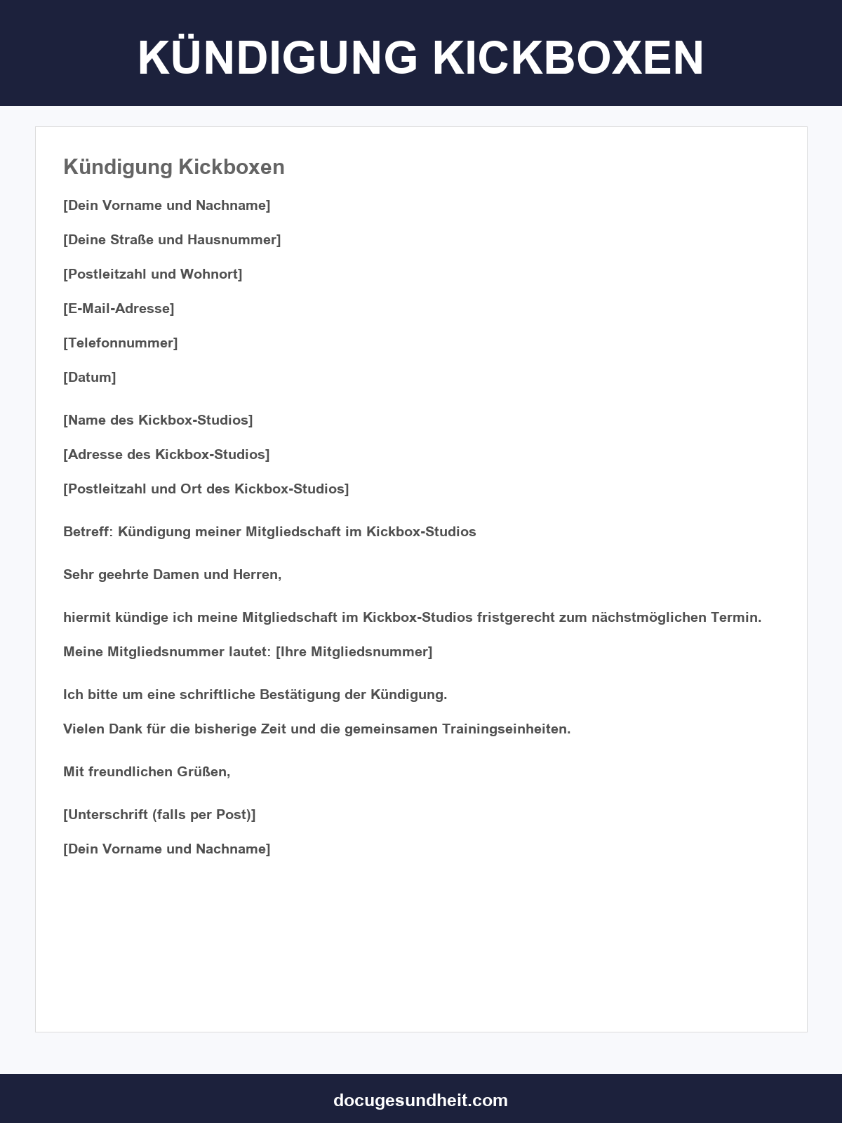 Kündigung Kickboxen
