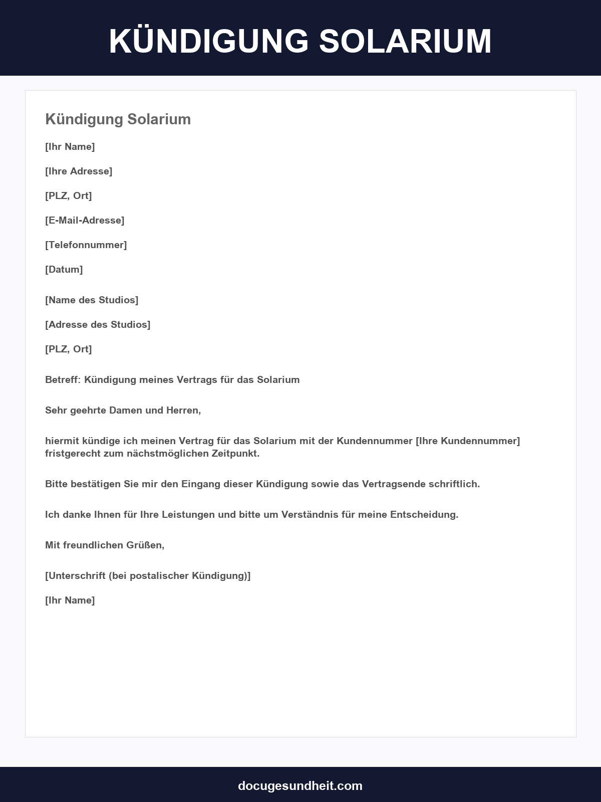 Kündigung Solarium Vorlage