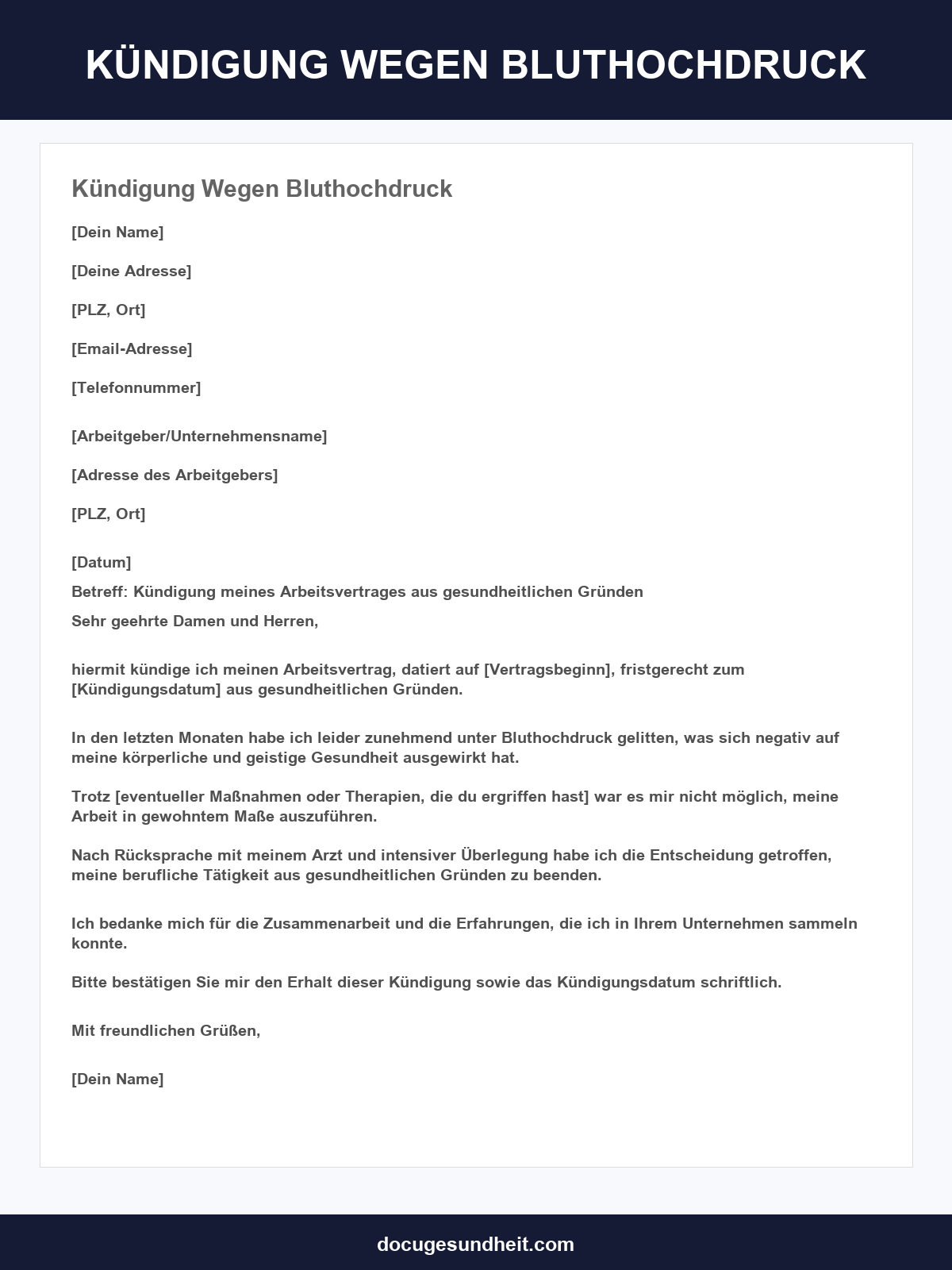 Kündigung Wegen Bluthochdruck