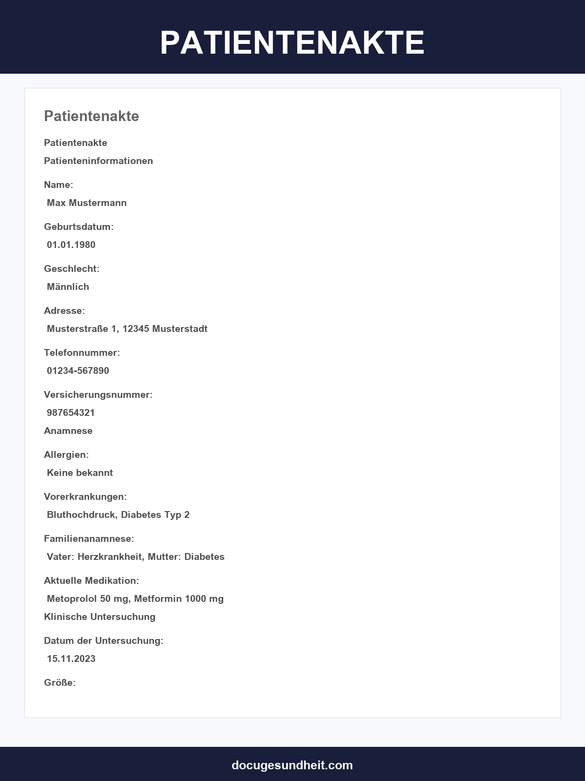 Patientenakte Muster