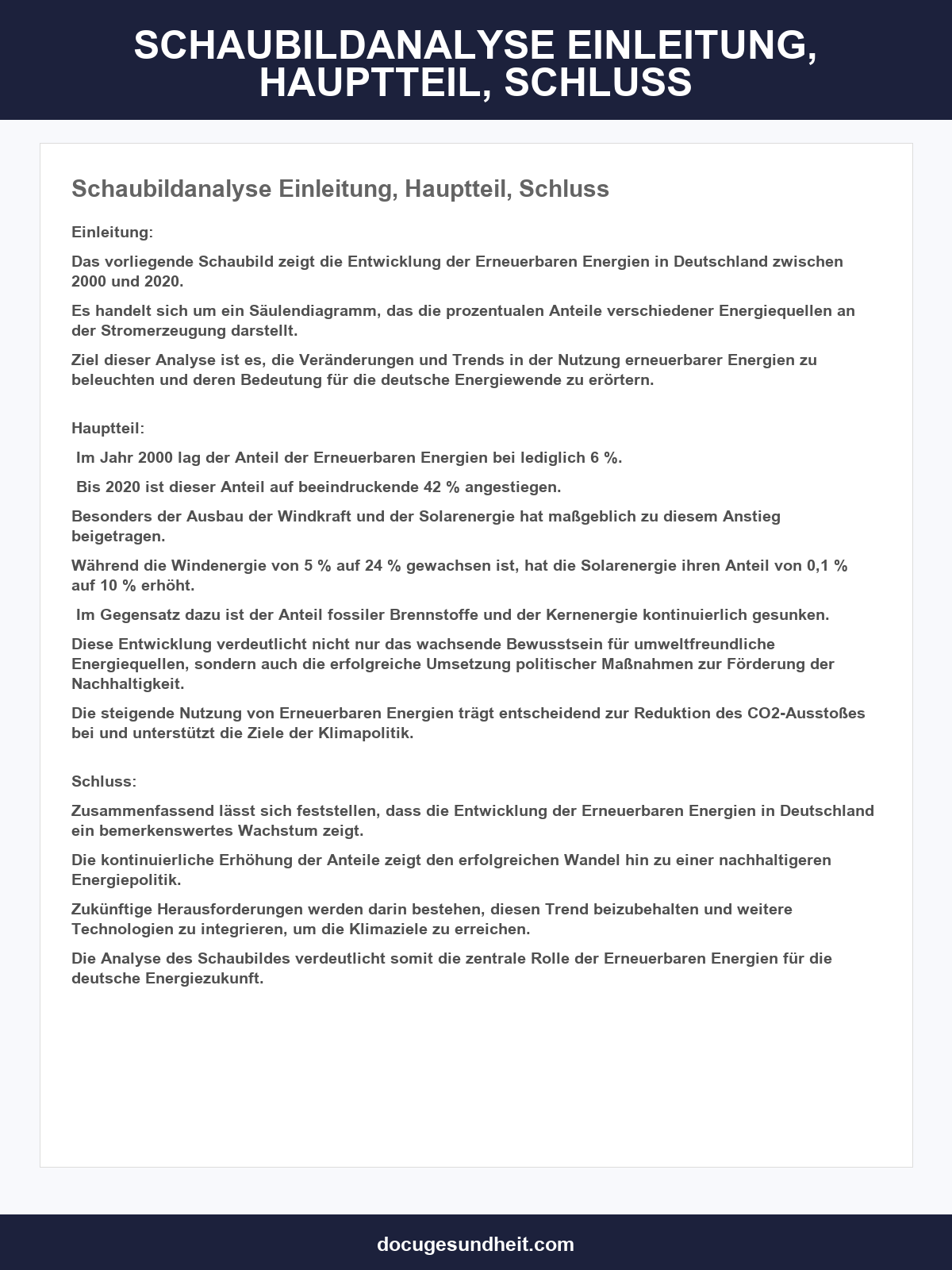 Schaubildanalyse Einleitung, Hauptteil, Schluss