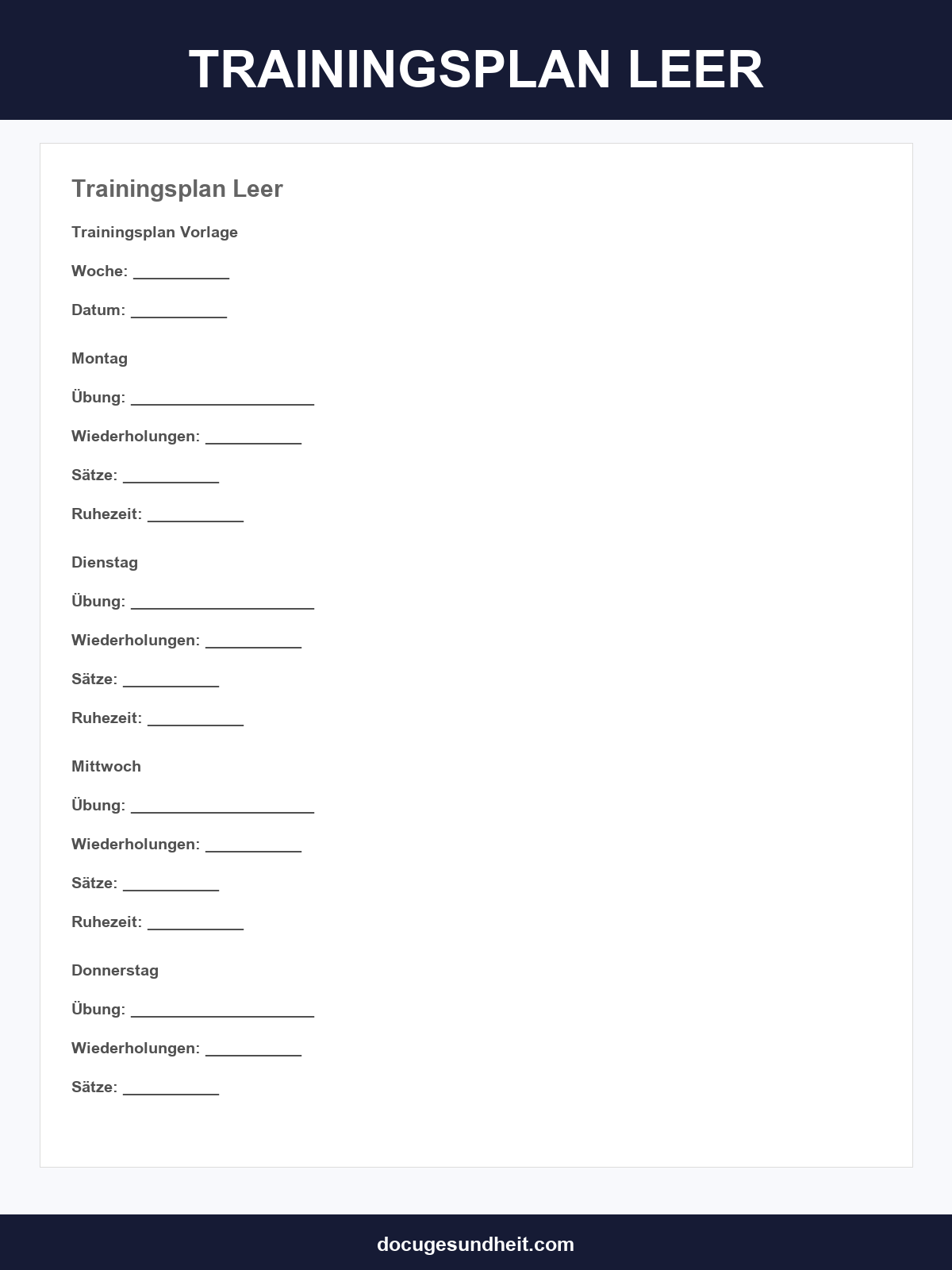 Trainingsplan Vorlage Leer